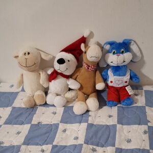 KINDER animal plush set of 4  sheep horse bunny polar bear